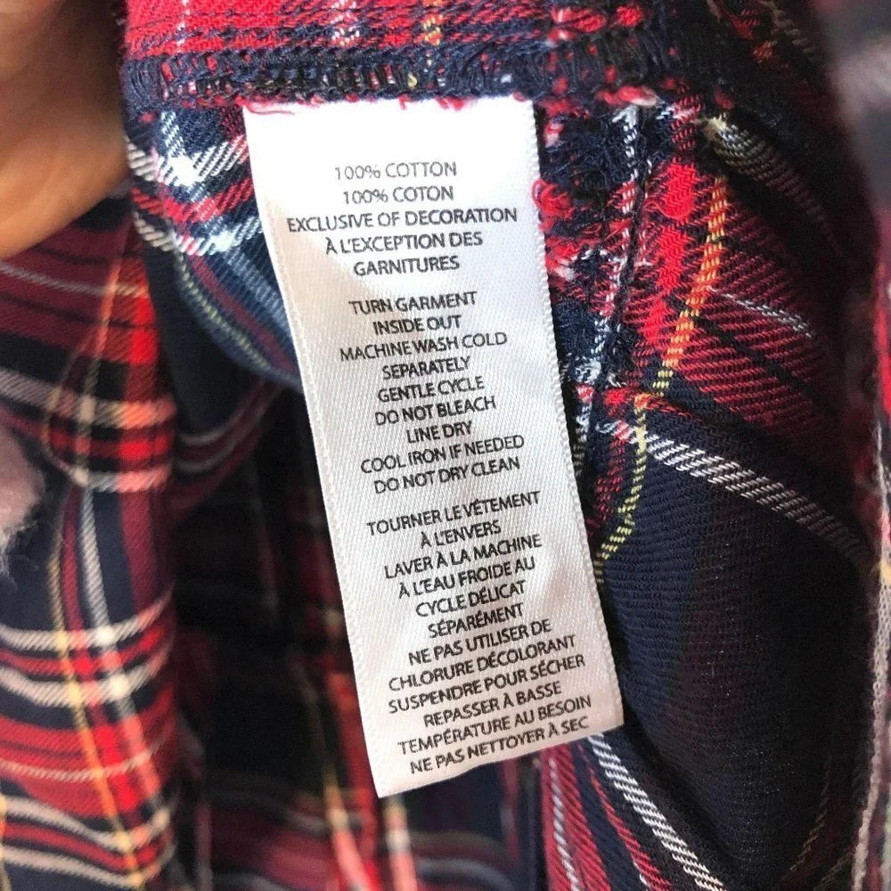 BeachLunchLounge Plaid Embroidered Blouse Red Blue - Picture 6 of 6